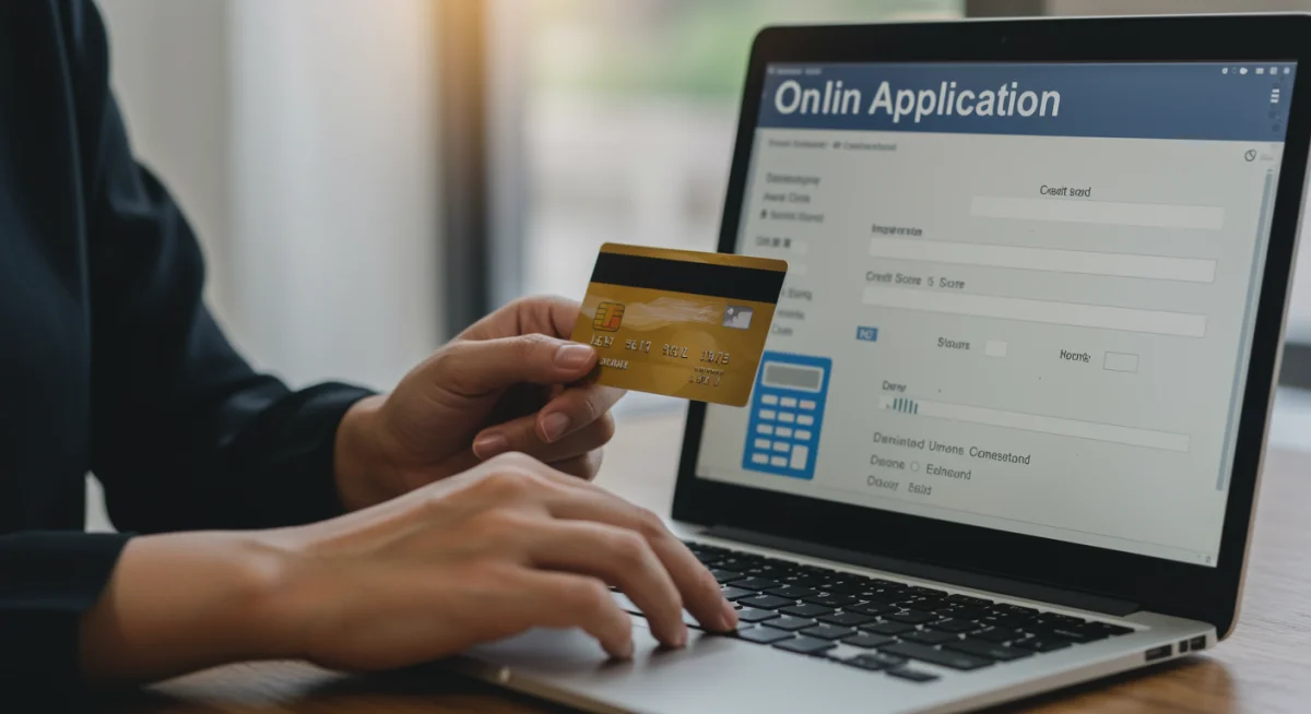 Hand applying for an online personal loan, highlighting the digital application process and financial consideration.