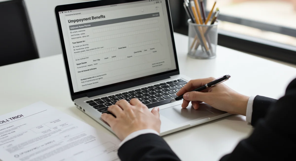 Filling out online unemployment benefits application form