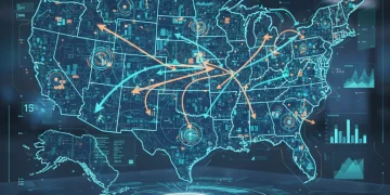 Digital map of United States showing 2026 census demographic shifts