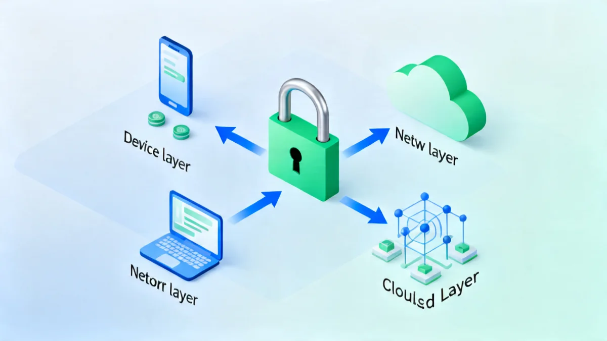Interconnected cybersecurity layers safeguarding digital financial transactions.