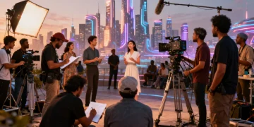 Filmmakers from different nations collaborating on a future drama set