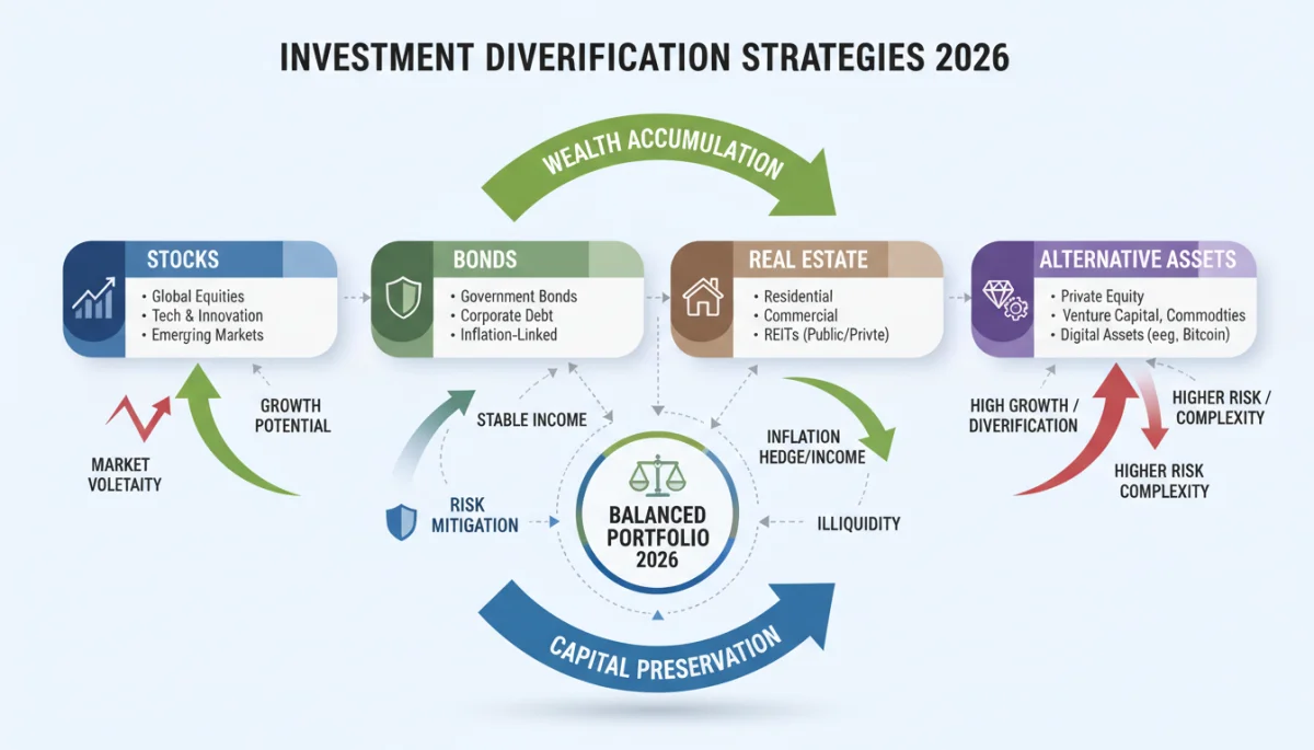Investment diversification strategies for 2026 infographic