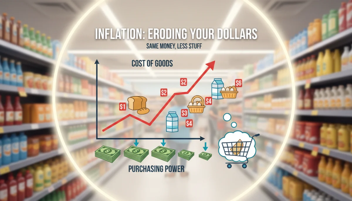 Infographic showing inflation eroding purchasing power for retirees