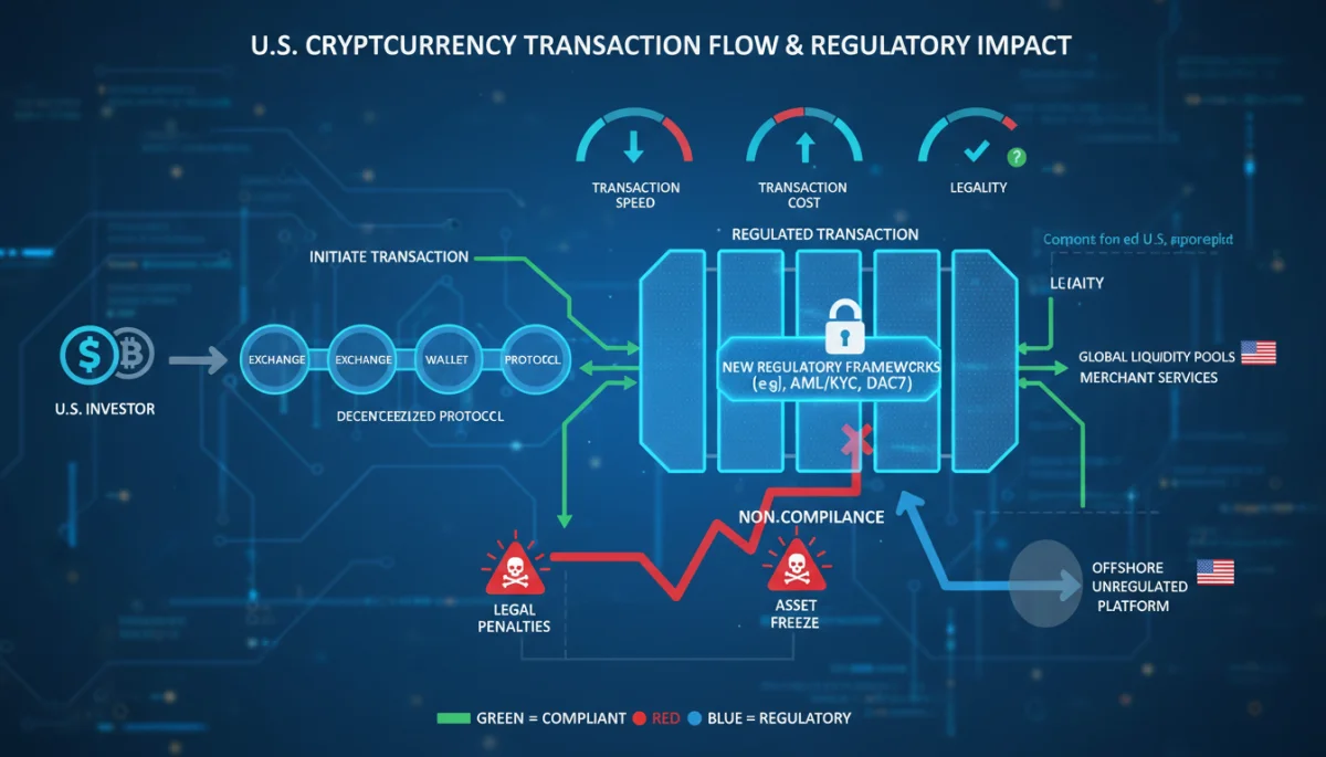 Infographic illustrating the impact of new crypto regulations on transaction flows.