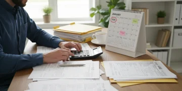 Person reviewing 2026 tax documents for deductions